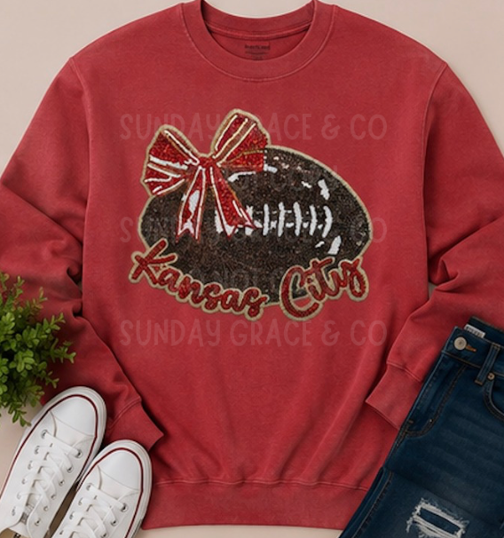 Game Day Bow Football Sweatshirt | Comfort Colors® Crewneck