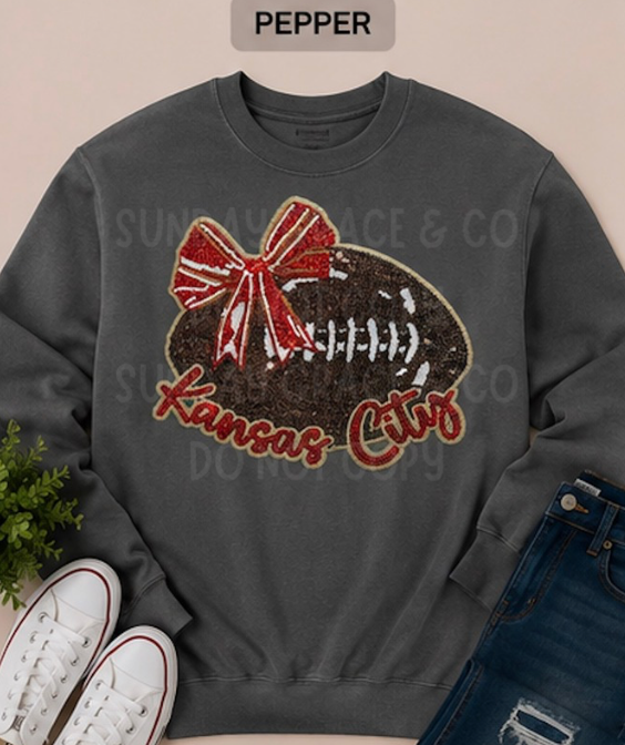 Game Day Bow Football Sweatshirt | Comfort Colors® Crewneck