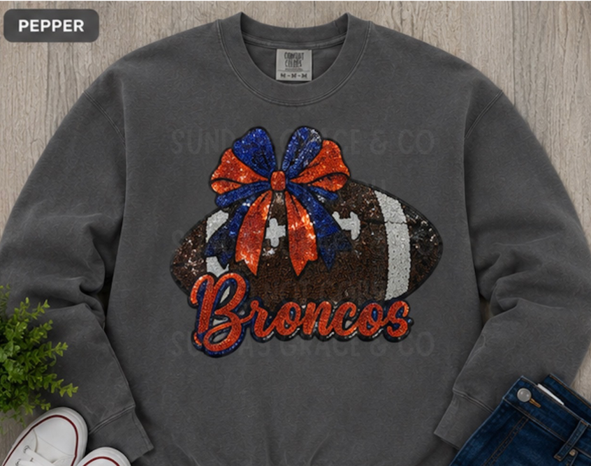 Game Day Bow Football Sweatshirt | Comfort Colors Crewneck