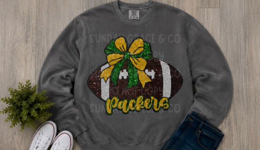 Game Day Bow Football Sweatshirt | Comfort Colors Crewneck