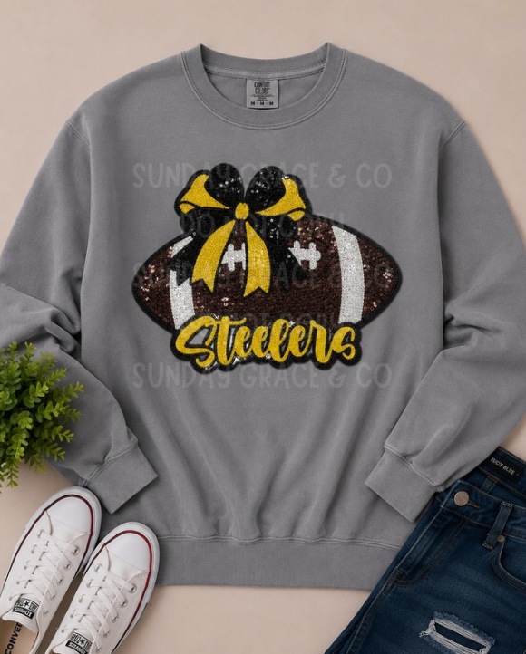 Game Day Bow Football Sweatshirt | Comfort Colors Crewneck
