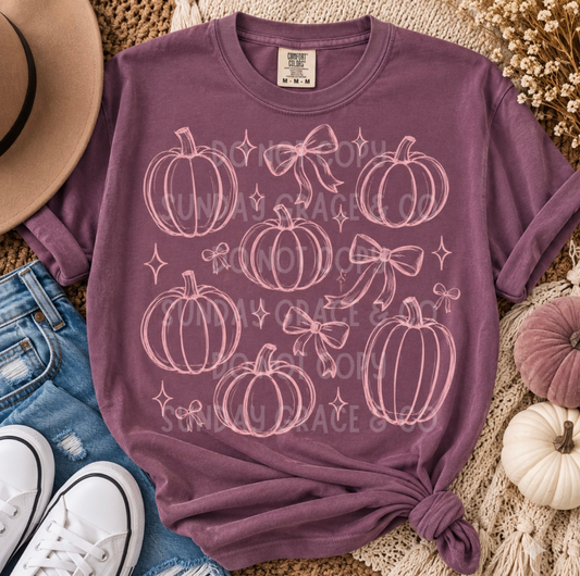 Pumpkin Bow Comfort Colors Tee