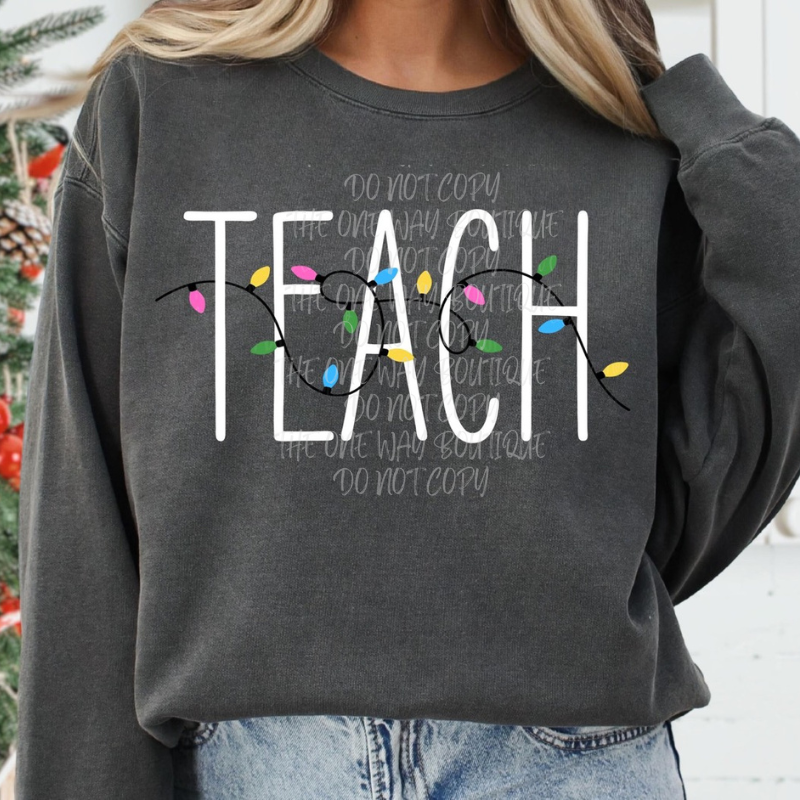 Teach Christmas Lights Crewneck