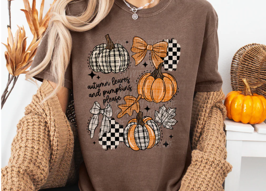 Autumn Leaves and Pumpkins Please Graphic Tee